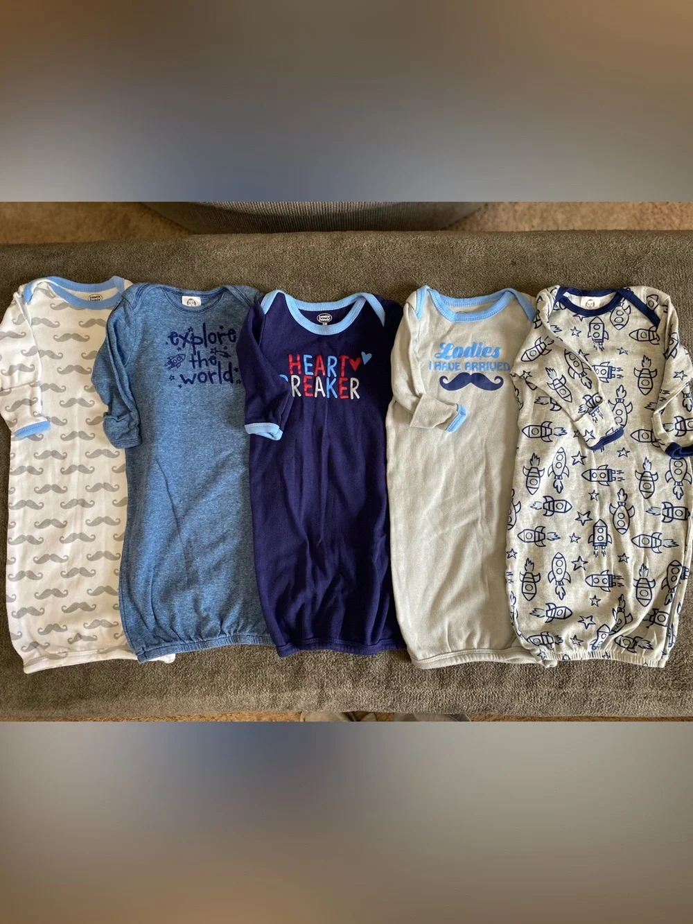 Gerber and Lovable Friends Baby Boys Sleepers Gowns Lot 0-6 Months